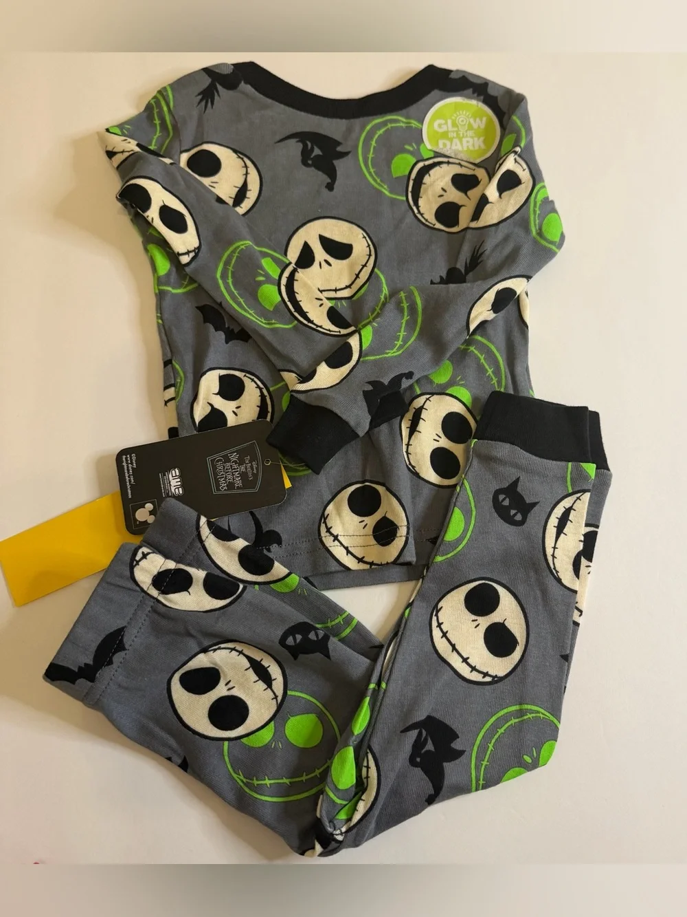 Disney Nightmare Before Christmas Jack Skellington Glow in Dark Pajamas 2T NWT